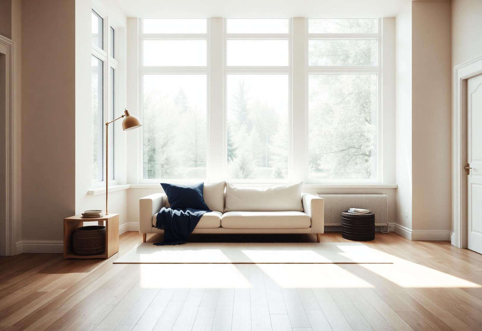 Sunlit spotless Swiss living room